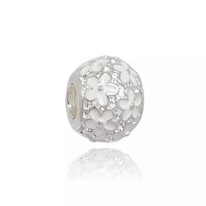 BERLOQUE DE PRATA BEADS FLOR BRANCO