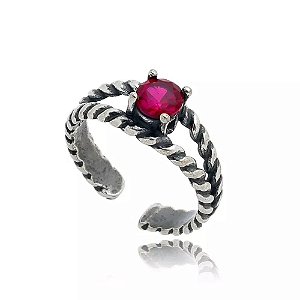 Anel De Prata Bali Solitário Ruby – Joia em Prata 925 de Qualidade