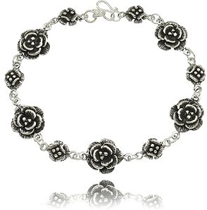 PULSEIRA DE PRATA ROSAS