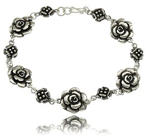 PULSEIRA DE PRATA FLORES