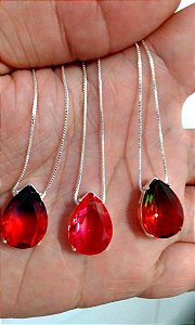 Colar De Prata Gota Bicolor – Joia em Prata 925 de Qualidade