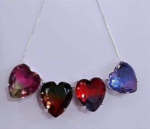 Colar De Prata Coração Bicolor – Joia em Prata 925 de Qualidade