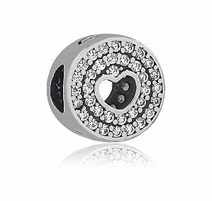 Berloque De Prata Coração Vazado Com Zircônias – Joia em Prata 925 de Qualidade