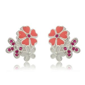 Brinco De Prata Margarida Com Zircônias – Joia em Prata 925 de Qualidade