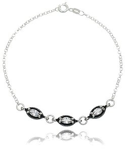 Pulseira De Prata Ponto De Luz Navete – Joia em Prata 925 de Qualidade