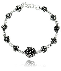 PULSEIRA PRATA DE BALI FLOWERS