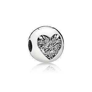 Berloque De Prata Trava Coração De Neve – Joia em Prata 925 de Qualidade