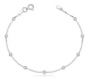 PULSEIRA DE PRATA BOLINHAS 18 CM