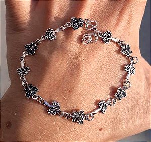 Pulseira Prata De Bali Árvore Da Vida E Borboletinhas – Joia em Prata 925 de Qualidade