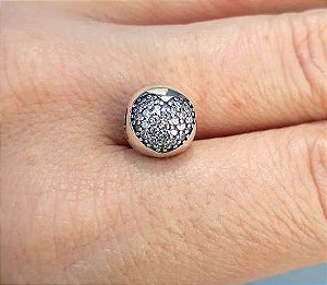 Berloque Trava Com Coração Cravejado - Grife – Joia em Prata 925 de Qualidade