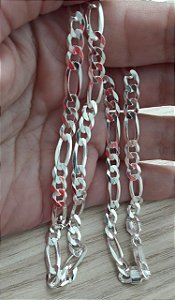 Corrente De Prata Masculina Fígaro 3X1 - 60Cm X 0,5Cm – Joia em Prata 925 de Qualidade