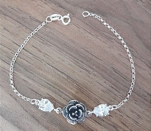 Pulseira De Prata Rosa Com Gotas Ponto De Luz – Joia em Prata 925 de Qualidade