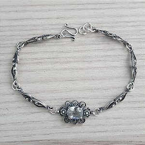 PULSEIRA DE PRATA DE BALI LATIFA CRISTAL