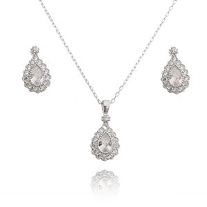 CONJUNTO DE PRATA GOTA CRISTAL