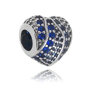 Berloque De Prata Coração Com Micro Zircônias Cravejadas – Joia em Prata 925 de Qualidade