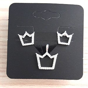 Conjunto De Prata Coroa Com Micro Zircônias – Joia em Prata 925 de Qualidade