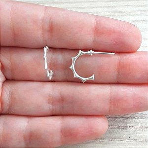 Brinco De Prata Meia Argola  – Joia em Prata 925 de Qualidade