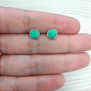 Brinco De Prata Com Pedra Turquesa – Joia em Prata 925 de Qualidade