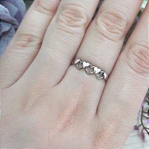 Anel De Prata Bali Corações Intercalados – Joia em Prata 925 de Qualidade