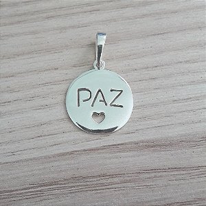 Pingente De Prata Plaquinha Paz – Joia em Prata 925 de Qualidade