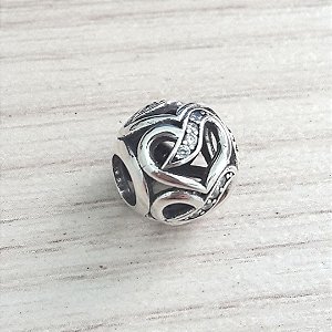 Berloque De Prata Corações Com Micro Zircônias – Joia em Prata 925 de Qualidade