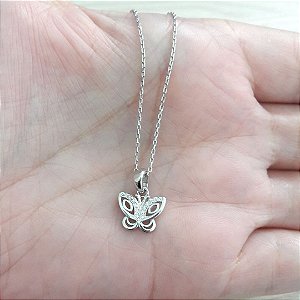 Colar De Prata Borboleta Com Micro Zircônias – Joia em Prata 925 de Qualidade