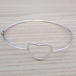 BRACELETE DE PRATA CORAÇÃO VAZADO