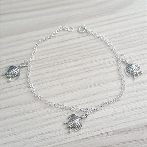 PULSEIRA DE PRATA ELINHOS COM TARTARUGAS MARINHAS