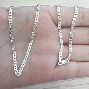 Corrente De Prata Masculina Elos Duplo 60 Cm X 0,3 Cm – Joia em Prata 925 de Qualidade