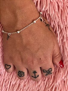 Pulseira De Prata Cruz E Bolinhas – Joia em Prata 925 de Qualidade