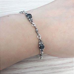 PULSEIRA DE PRATA SNAKE ZIRCÔNIA ÔNIX