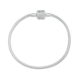 PULSEIRA DE PRATA PARA BERLOQUES FECHO CRAVEJADO CRISTAL 18CM