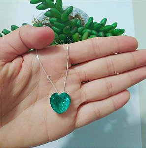 Colar De Prata Coração Turmalina  Fusion – Joia em Prata 925 de Qualidade