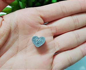 Berloque De Prata Coração Micro Zircônia – Joia em Prata 925 de Qualidade