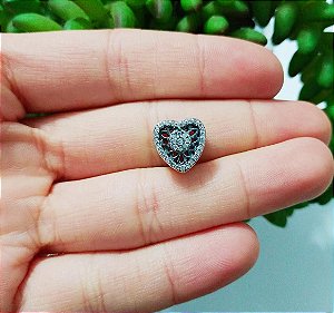 Berloque De Prata Coração Flor  – Joia em Prata 925 de Qualidade