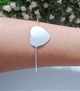Bracelete De Prata Coração – Joia em Prata 925 de Qualidade