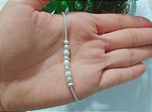 Pulseira De Prata Pipoquinha Bola Jateado 19 Cm – Joia em Prata 925 de Qualidade