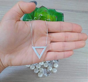 Colar De Prata Triângulo Vazado – Joia em Prata 925 de Qualidade