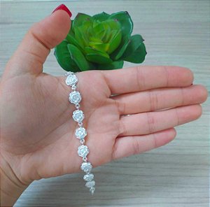 PULSEIRA DE PRATA FLOR COM PÓLEN