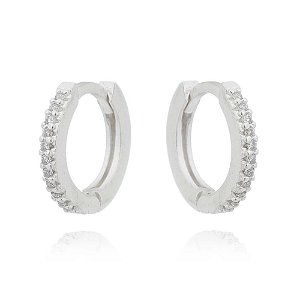 Argola De Prata Pequena Com Zircônias – Joia em Prata 925 de Qualidade