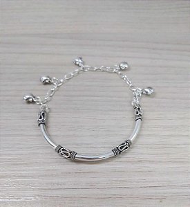 PULSEIRA MEIO BRACELETE DE PRATA BALI CONCHAS