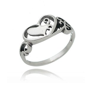 Anel De Prata Bali Design Coração – Joia em Prata 925 de Qualidade