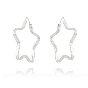 Argola De Prata Estrela 2,7 Cm – Joia em Prata 925 de Qualidade