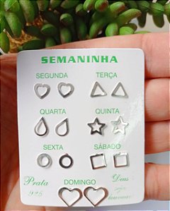 BRINCOS DE PRATA KIT SEMANINHA 5