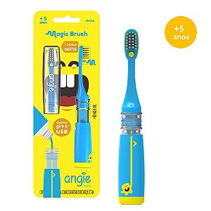 Escova De Dentes Infantil Magic Brush Azul C/ Cerdas Macias