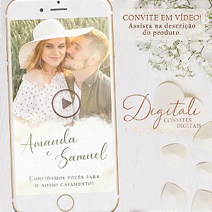 Convite Animado em Vídeo para Casamento Florido Lírio Branco e Verde com Foto
