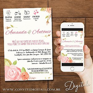 Convite Casamento Greenery - Arte Digital - Digitali Convites e Kits  Digitais