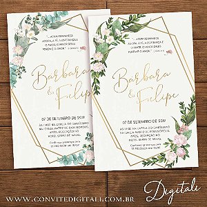 Convite Casamento Greenery - Arte Digital - Digitali Convites e Kits  Digitais