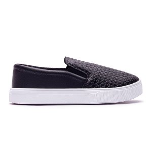 Tênis Feminino Slip On Preto Tressé