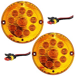 KIT 2 Lanterna Traseira Ônibus Caminhão 155mm 10 LED 24V AM c/Conector